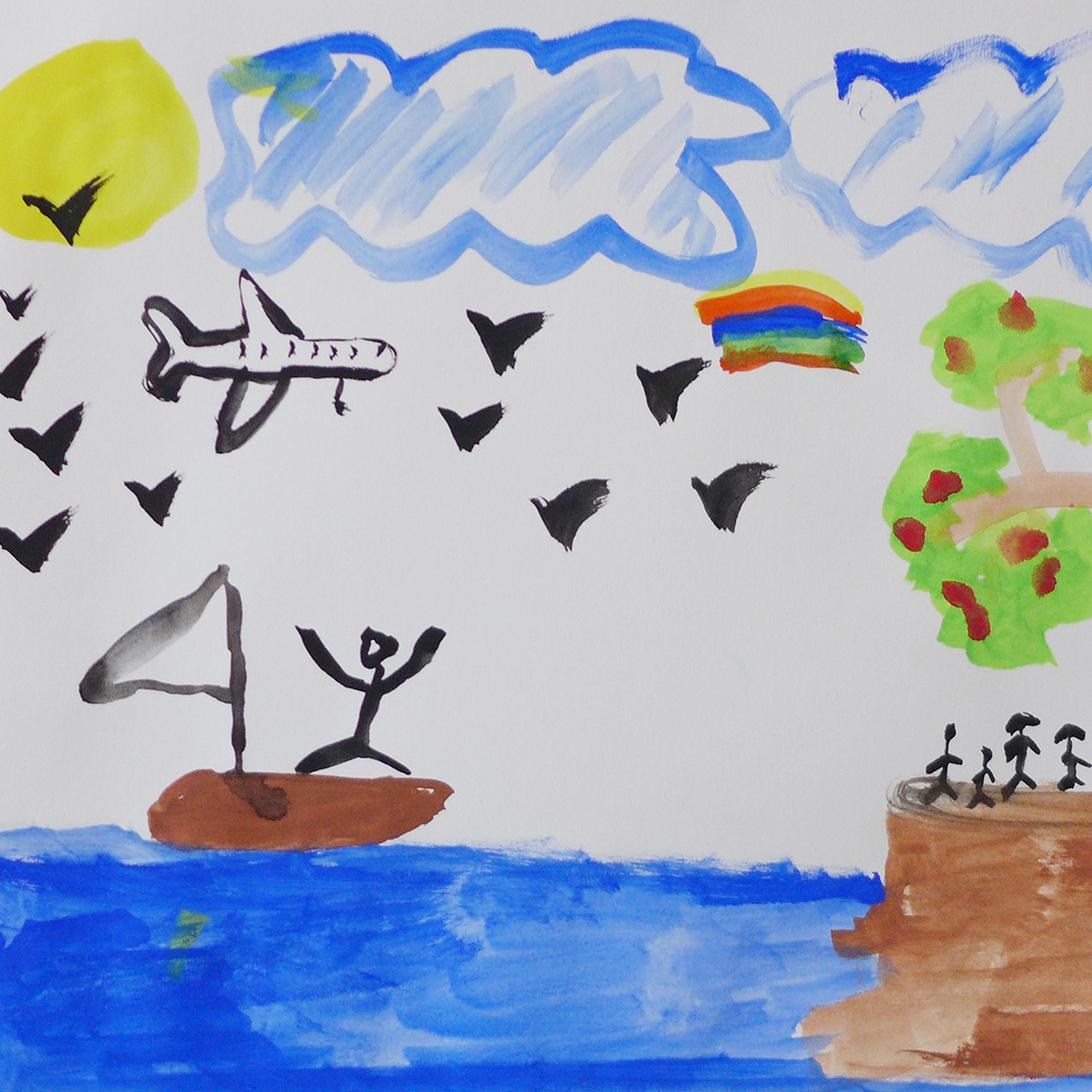 Boot und Küste, Malerei